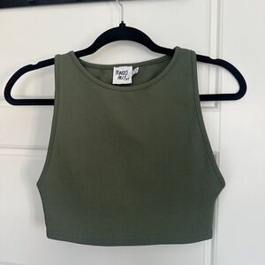 Princess Polly Green Fitted Crop Tank Top